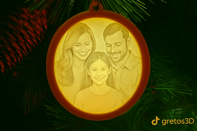 Bola Navidad Litofanía Personalizada iluminada