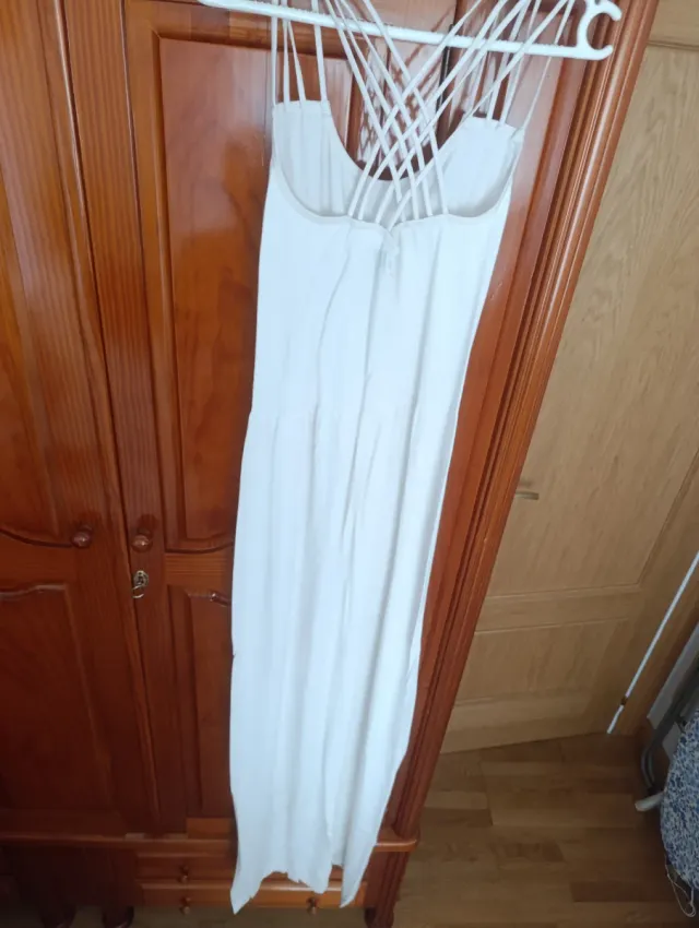 Vestido blanco largo tirantes cruzados