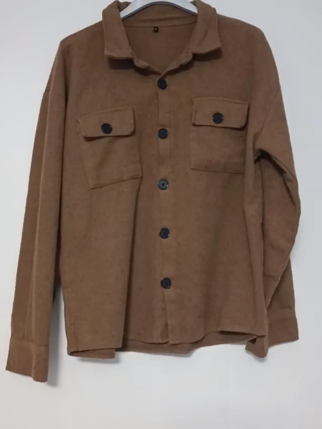 Sobrecamisa corta marrón hombre