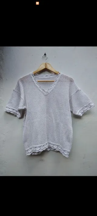 Top crochet blanco talla única