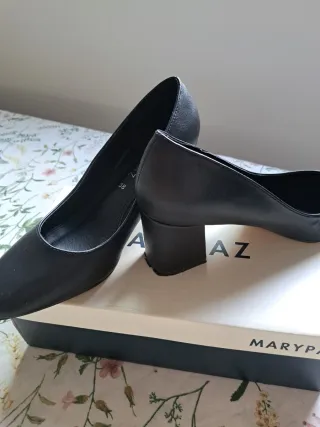 Zapatos Marypaz Negros Talla 38 Piel Sintética