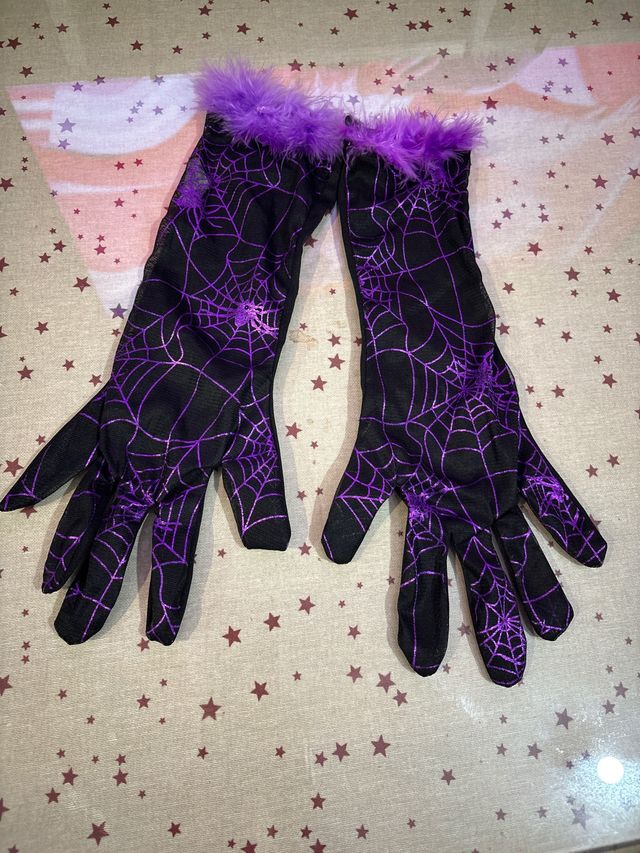 Guantes Talla Única Adulto Telaraña Morado