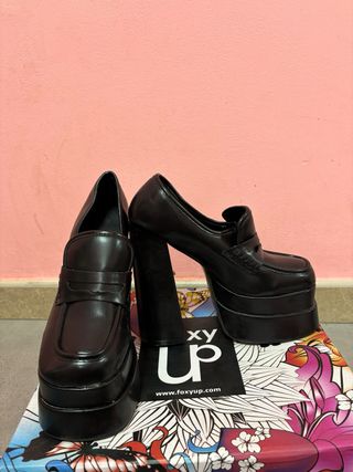 Tacones Oxford Plataforma Negros