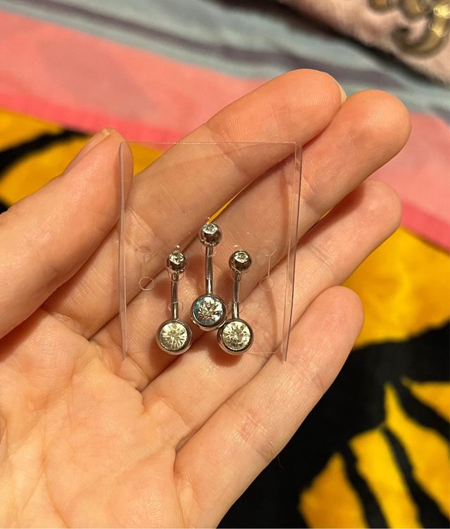 3 Piercings de Plata con Circonita