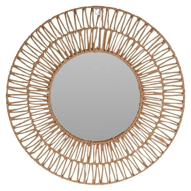 Espejo redondo ratán y cristal
