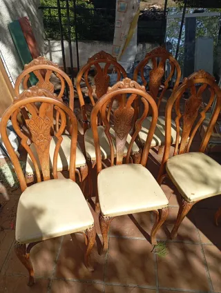 Juego de 6 Sillas Rústicas Madera.