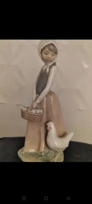 Figura Cartuja Niña con Cesta y Gallina lladro