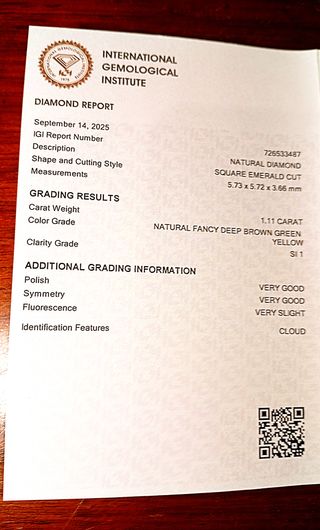 Diamante Natural Fancy 1.11 Ct. Marrón Dorado