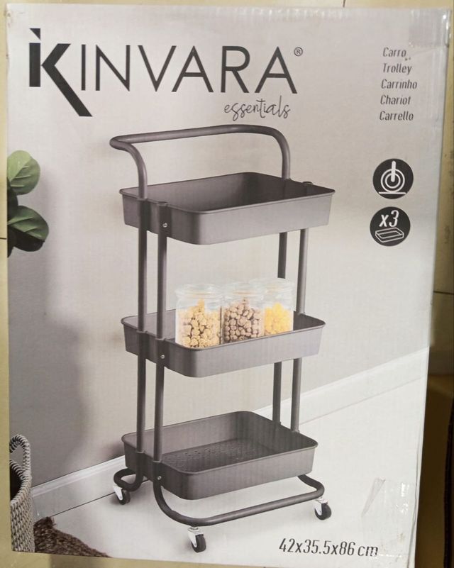 Carrito Organizador Multiuso Negro y Blanco