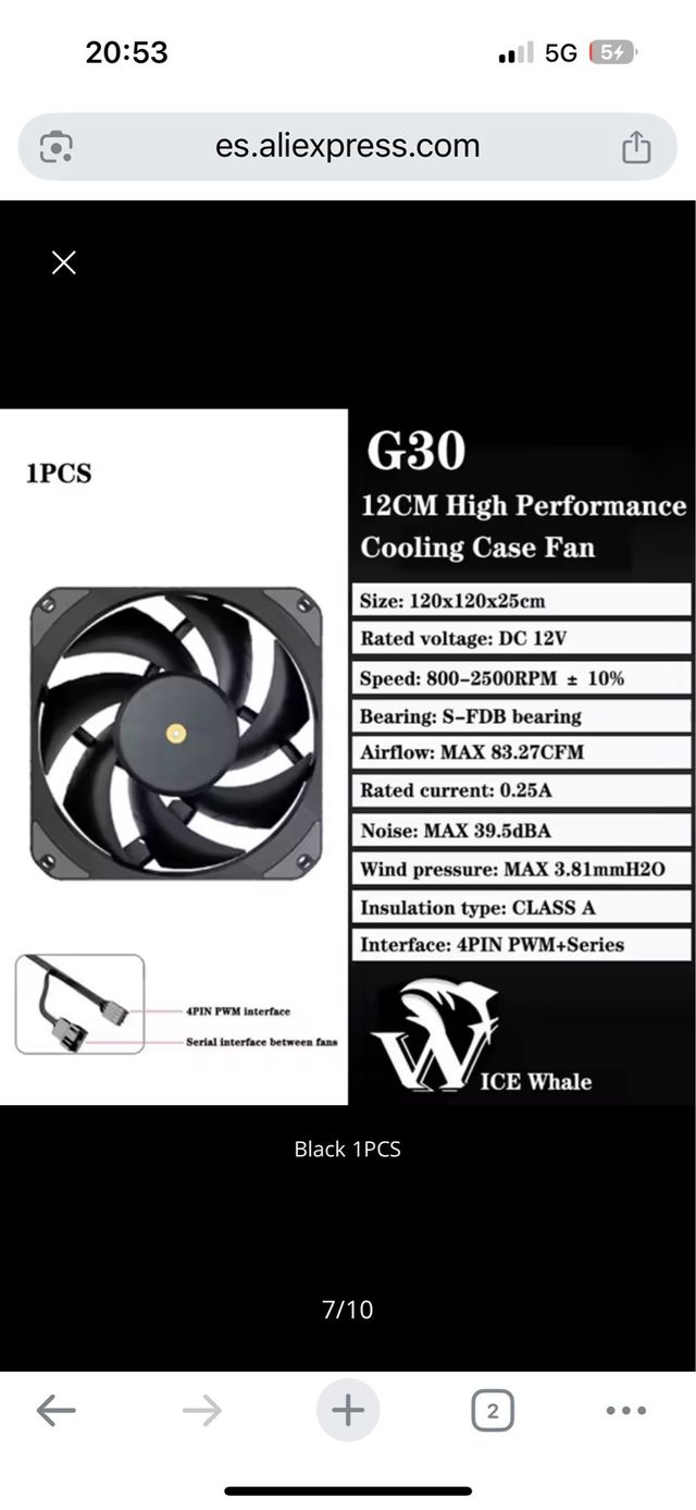 ICE Whale IW-12 Black Reverse Ventilador