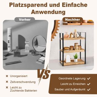 Estante Organizador Baño 3 Niveles Madera Metal