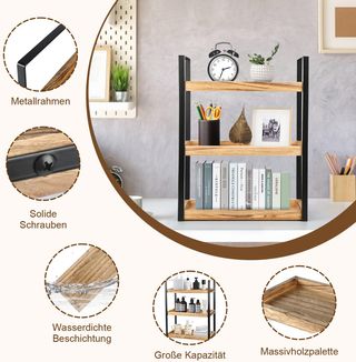 Estante Organizador Baño 3 Niveles Madera Metal