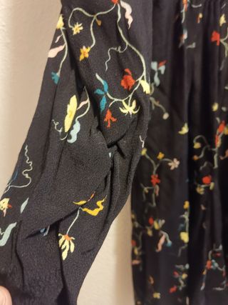 Vestido Sfera Negro Estampado Flores Talla S