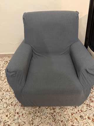 2 sillones individual tela gris