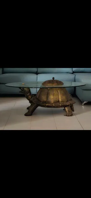 Mesa tortuga cristal botellero