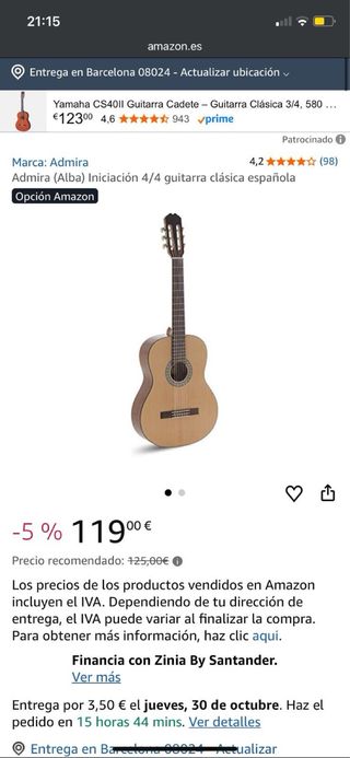 Guitarra Clásica Madera Natural