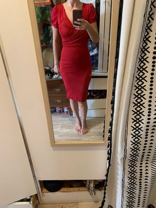 Vestido tubo rojo oscuro