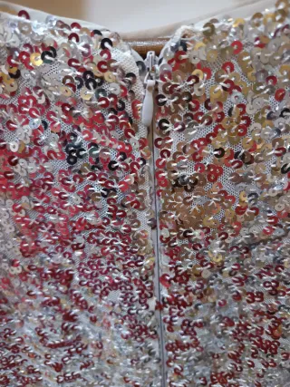 Vestido fiesta lentejuelas plateado