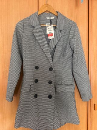 Blazer Stradivarius Gris/Blanco Talla M