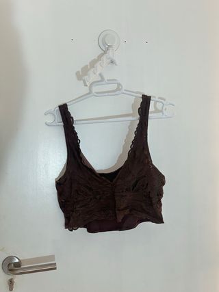 Bralette de encaje marrón