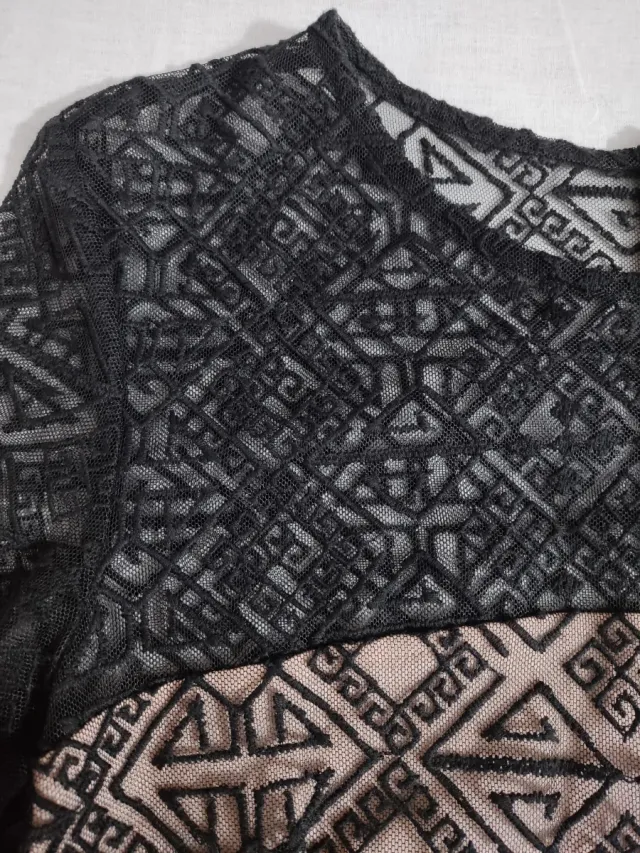 Vestido Mango encaje negro forro rosa