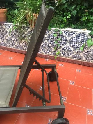 Tumbona de exterior gris y marrón  relleno esponja