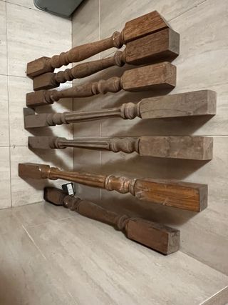 Lote 5 balaustres madera roble escaleras