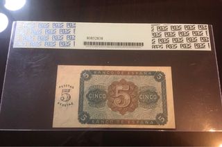 Billete 5 Pesetas 1938 certificado PCGS 64