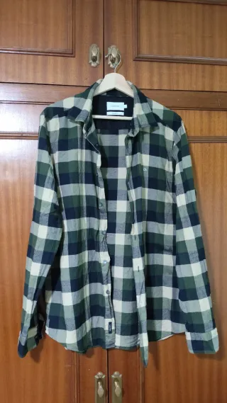 Camisa cuadros Calvin Klein beige y verde
