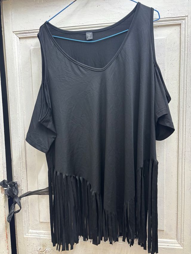 Shein Top Negro con Flecos Talla XXL