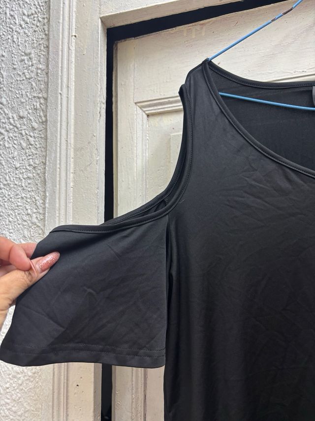 Shein Top Negro con Flecos Talla XXL