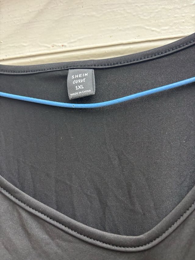 Shein Top Negro con Flecos Talla XXL