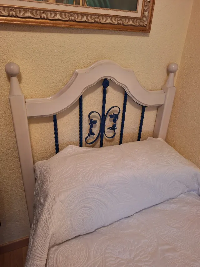 Cabecero de cama forja y madera