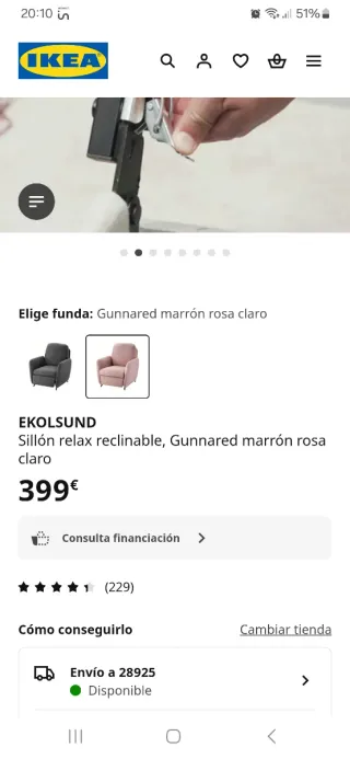 Butaca rosa/beige tela casi sin uso