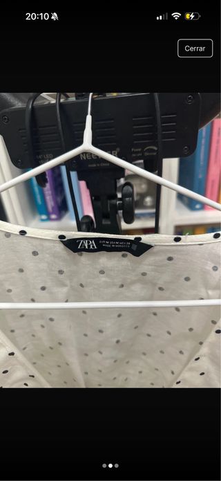 Blusa Zara lunares blanca talla M