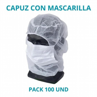 Capuz blanco con mascarilla pack de 100 und