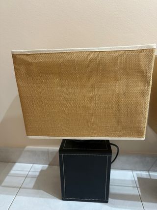 Juego 2 Lámparas Mesa Tela y Piel