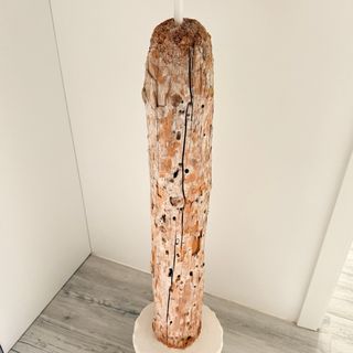 Lámpara de pie tronco madera