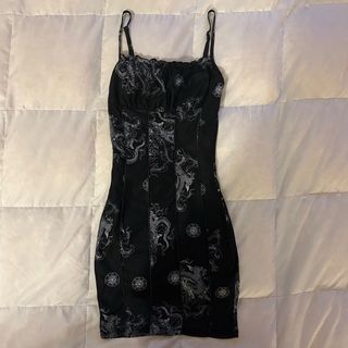 Vestito Mini con Stampa Drago