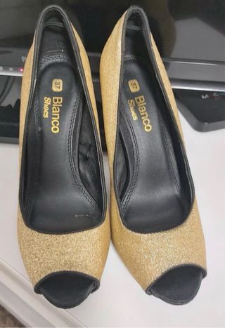 Zapatos de fiesta dorados Blanco Shoes talla 37
