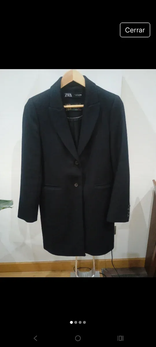 Abrigo Lana Manteco Zara Mujer Negro Talla S