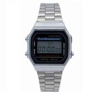 Reloj digital metálico de mano grande