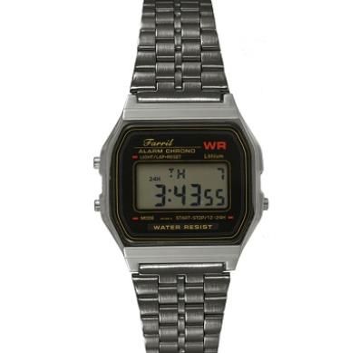 Reloj digital metálico de mano grande