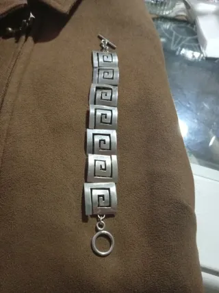 Pulsera Plata Diseño Panel Griego