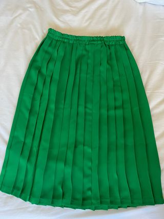 Falda midi plisada verde vintage