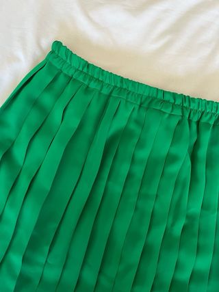 Falda midi plisada verde vintage