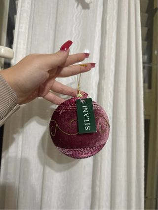 Decorazione natalizia Silani velluto rosa