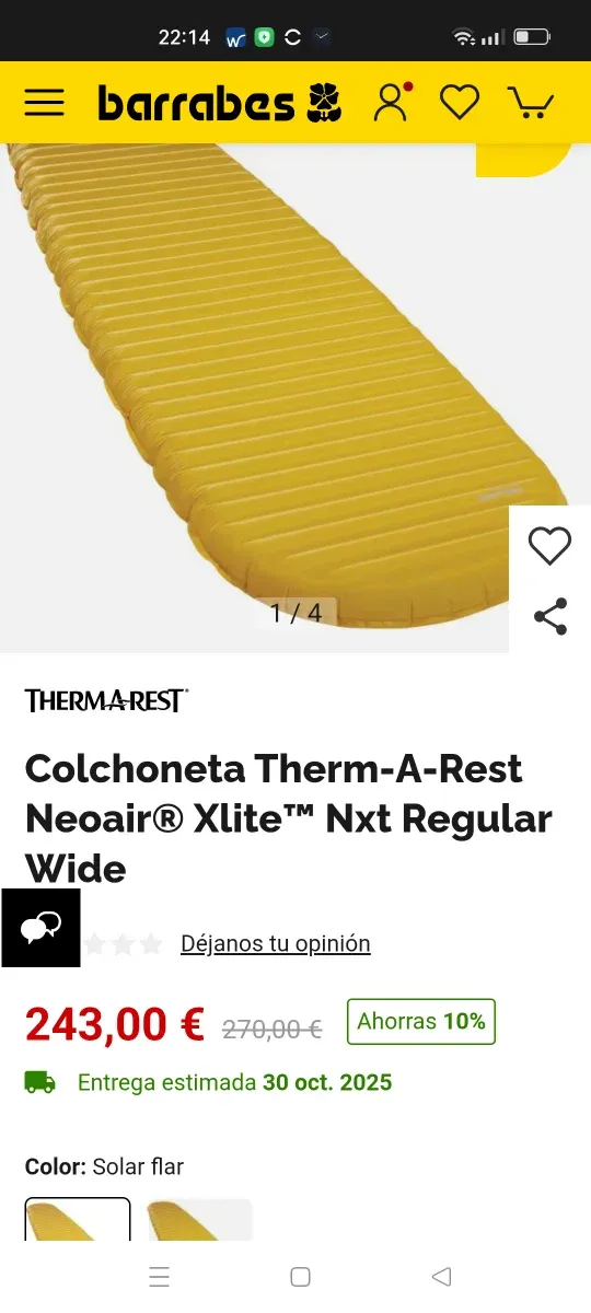 Tappeto solare Thermarest Neoair Xlite NXT Flare