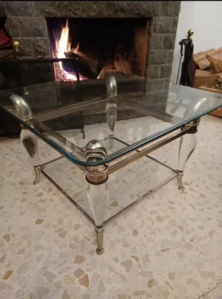 Mesa de centro cristal y metal