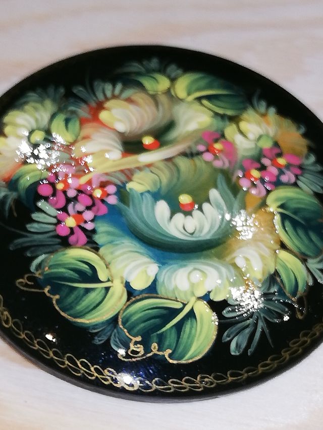 Broche Ruso Vintage Pintado a Mano.